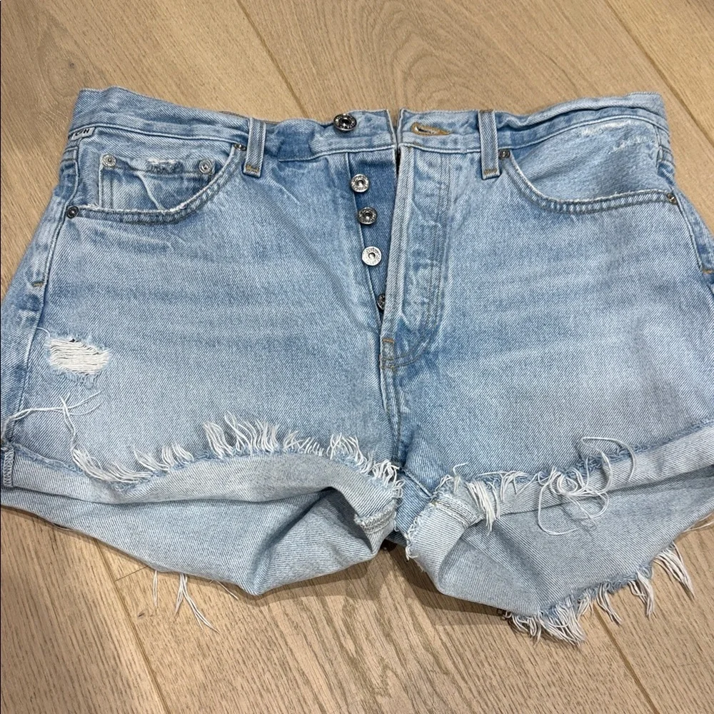 Citizens Of Humanity Frayed Light Blue Jean Shorts - Picture 1 of 4